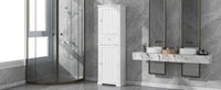 Tall Bathroom Storage Cabinet, Freestanding Storage Cabinet With Drawer And Adjustable Shelf, Mdf Board With Painted Finish, White White Mdf