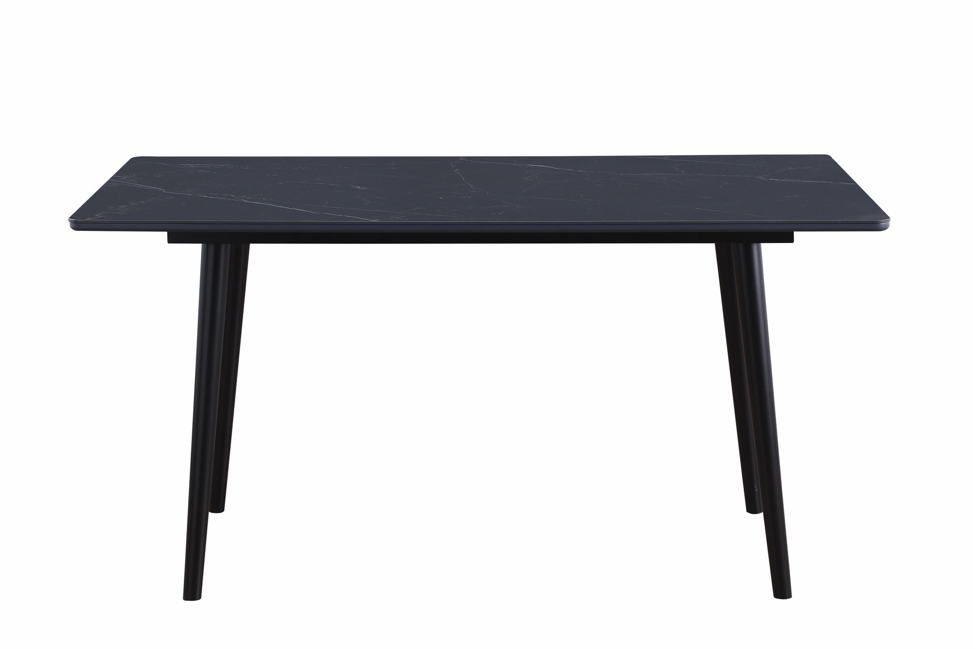Modern Contemporary 5Pc Dining Set Black Sintered Stone Table And Blue Chairs Fabric Upholstered Stylish Furniture Black Blue Seats 4 Dining Room 60 Inches Contemporary,Modern,Ultra Modern Rectangular Dining Table With Chair Sintered Stone