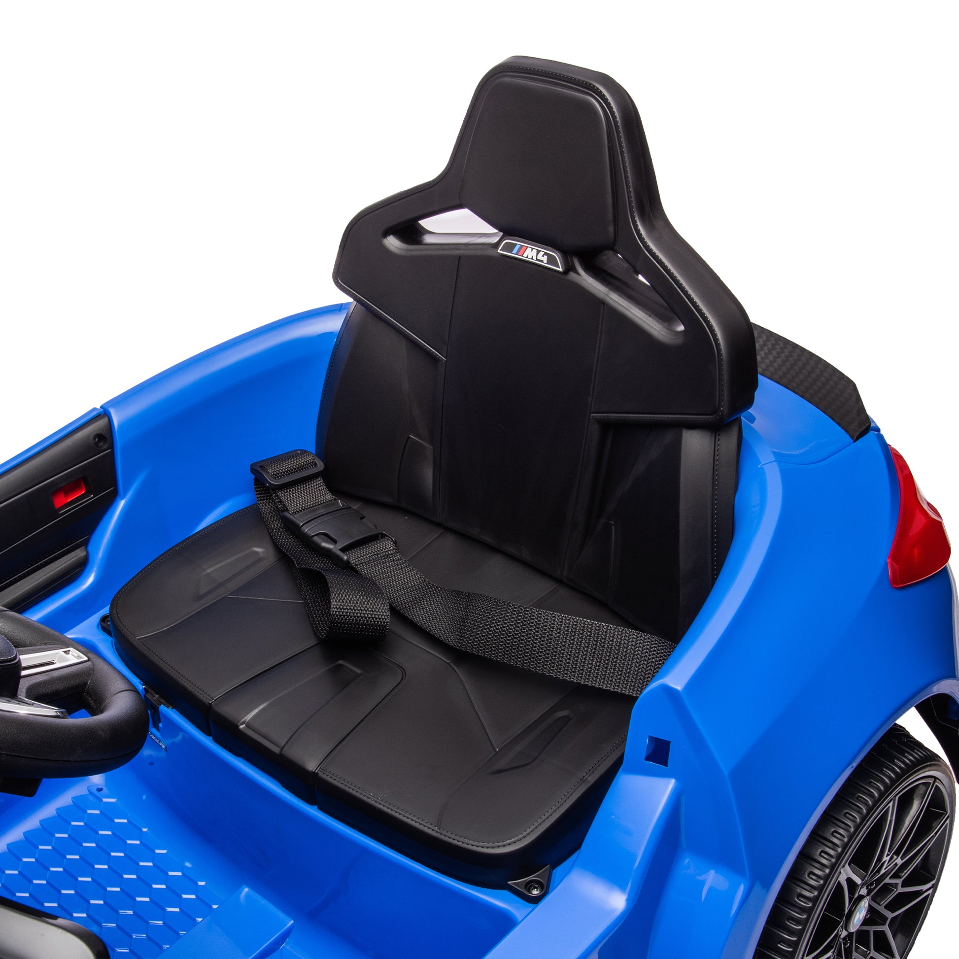 Bmw M4 12V Kids Ride On Toy Car 2.4G W Parents Remote Control,Three Speed Adjustable,Power Display, Usb,Mp3 ,Bluetooth,Led Light,Story,A Handle With Wheels And A Pull, Easy To Carry Blue Polyethylene