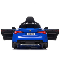 Bmw M4 12V Kids Ride On Toy Car 2.4G W Parents Remote Control,Three Speed Adjustable,Power Display, Usb,Mp3 ,Bluetooth,Led Light,Story,A Handle With Wheels And A Pull, Easy To Carry Blue Polyethylene