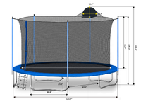 12Ft Trampoline For Adults & Kids With Basketball Hoop, Outdoor Trampolines W Ladder And Safety Enclosure Net For Kids And Adults Blue Metal