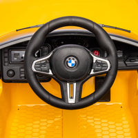 Bmw M4 12V Kids Ride On Toy Car 2.4G W Parents Remote Control,Three Speed Adjustable,Power Display, Usb,Mp3 ,Bluetooth,Led Light,Story,A Handle With Wheels And A Pull, Easy To Carry Yellow Polyethylene