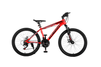 A24299 24 Inch Mountain Bike Bicycle For Adults Aluminium Frame Bike Shimano 21 Speed With Disc Brake Cycling Red Without Anti Slip Garden & Outdoor American Design Multifunctional Aluminium