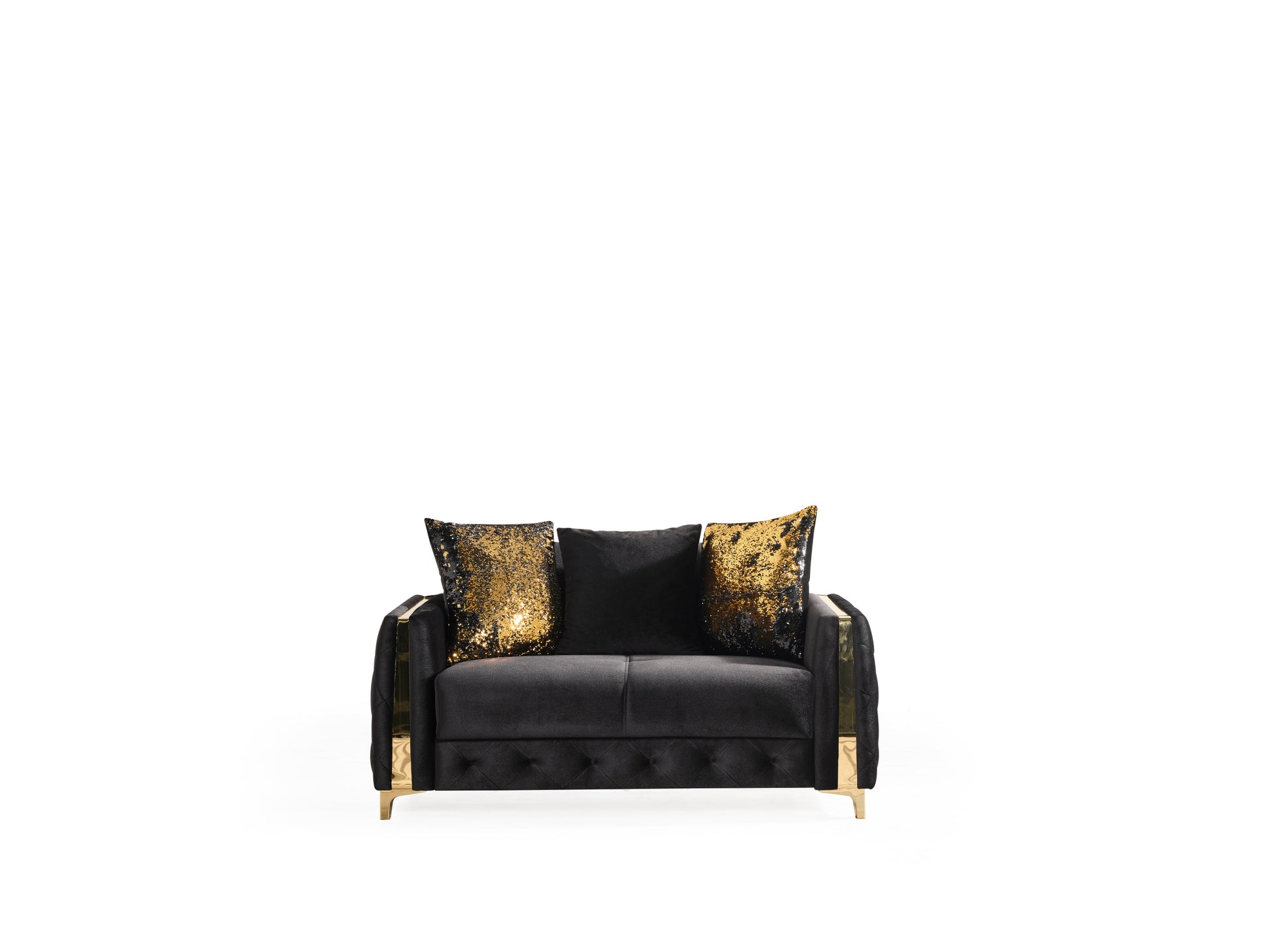 Lust Modern Style Loveseat In Black Black Wood Primary Living Space Modern Upholstered Wood