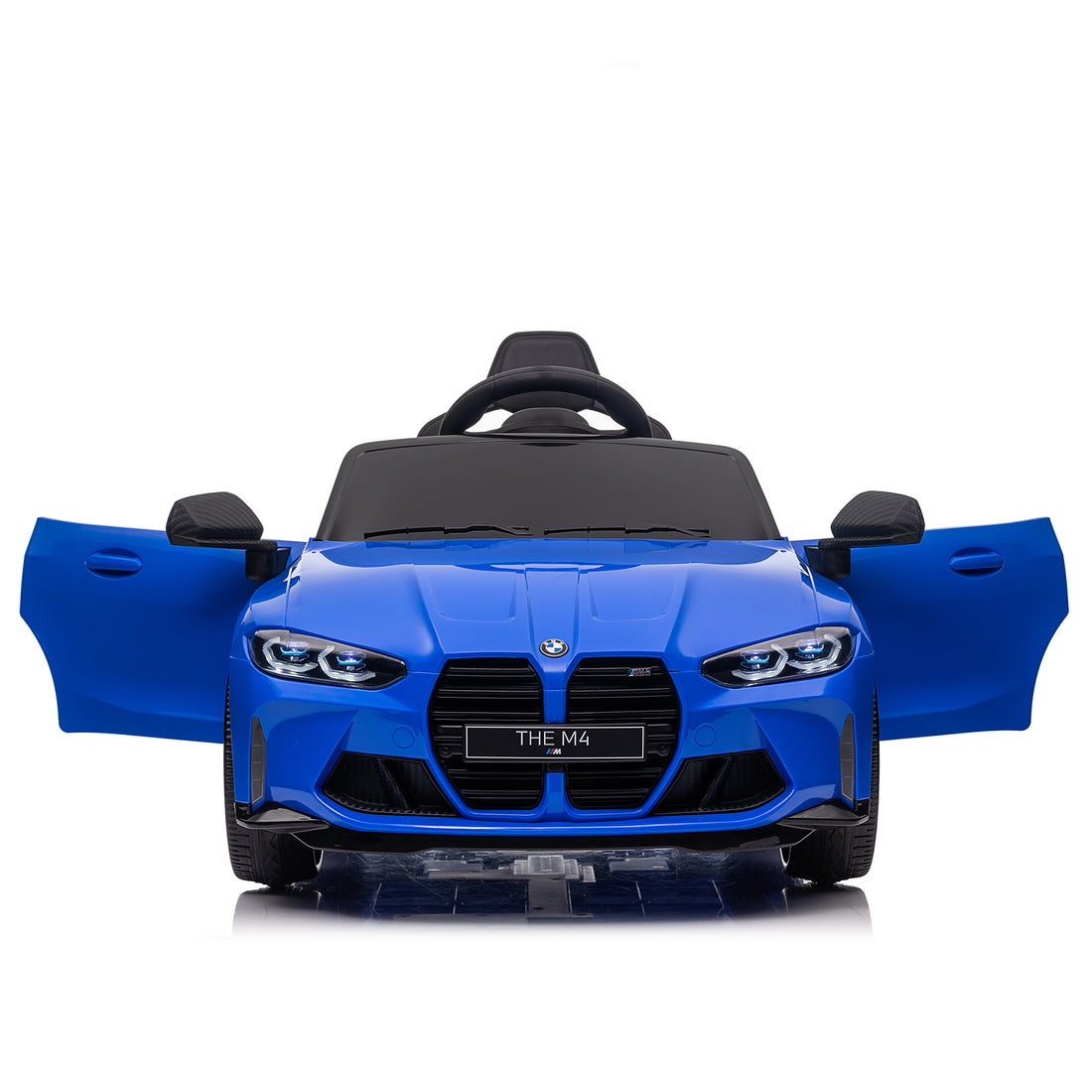 Bmw M4 12V Kids Ride On Toy Car 2.4G W Parents Remote Control,Three Speed Adjustable,Power Display, Usb,Mp3 ,Bluetooth,Led Light,Story,A Handle With Wheels And A Pull, Easy To Carry Blue Polyethylene