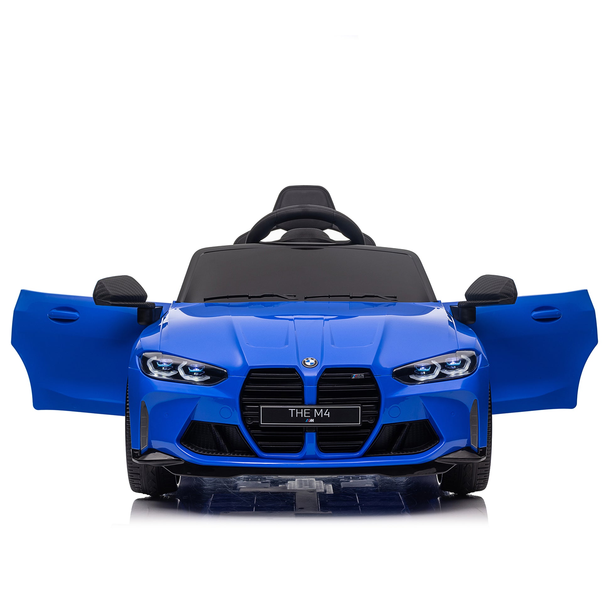 Bmw M4 12V Kids Ride On Toy Car 2.4G W Parents Remote Control,Three Speed Adjustable,Power Display, Usb,Mp3 ,Bluetooth,Led Light,Story,A Handle With Wheels And A Pull, Easy To Carry Blue Polyethylene