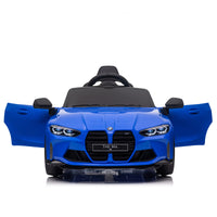 Bmw M4 12V Kids Ride On Toy Car 2.4G W Parents Remote Control,Three Speed Adjustable,Power Display, Usb,Mp3 ,Bluetooth,Led Light,Story,A Handle With Wheels And A Pull, Easy To Carry Blue Polyethylene