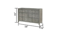 Kenzo Modern Style 6 Drawer Dresser Silver Coated Metal Handles Made With Wood In Gray Color Gray Bedroom Contemporary,Modern Solid Wood Mdf Wood