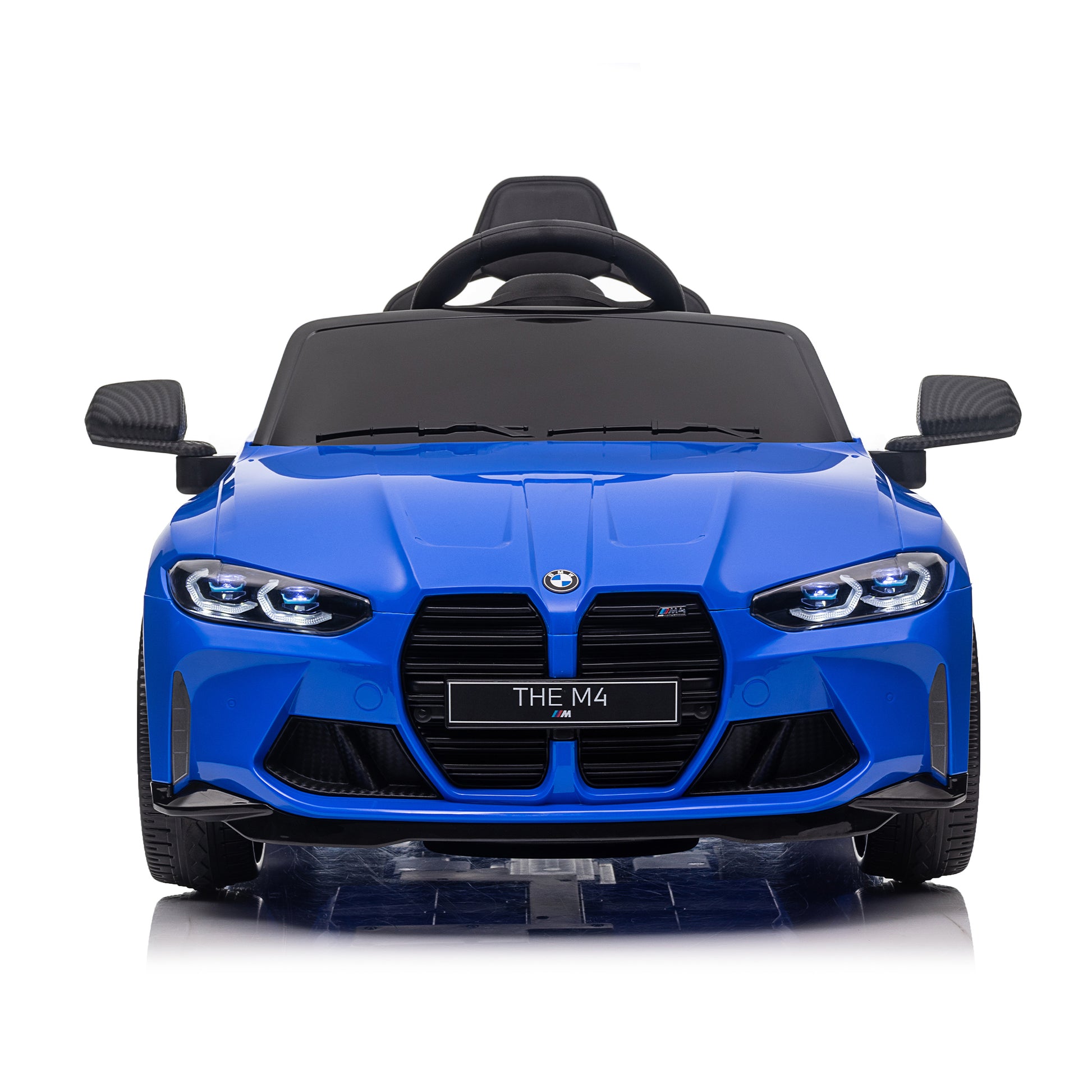 Bmw M4 12V Kids Ride On Toy Car 2.4G W Parents Remote Control,Three Speed Adjustable,Power Display, Usb,Mp3 ,Bluetooth,Led Light,Story,A Handle With Wheels And A Pull, Easy To Carry Blue Polyethylene