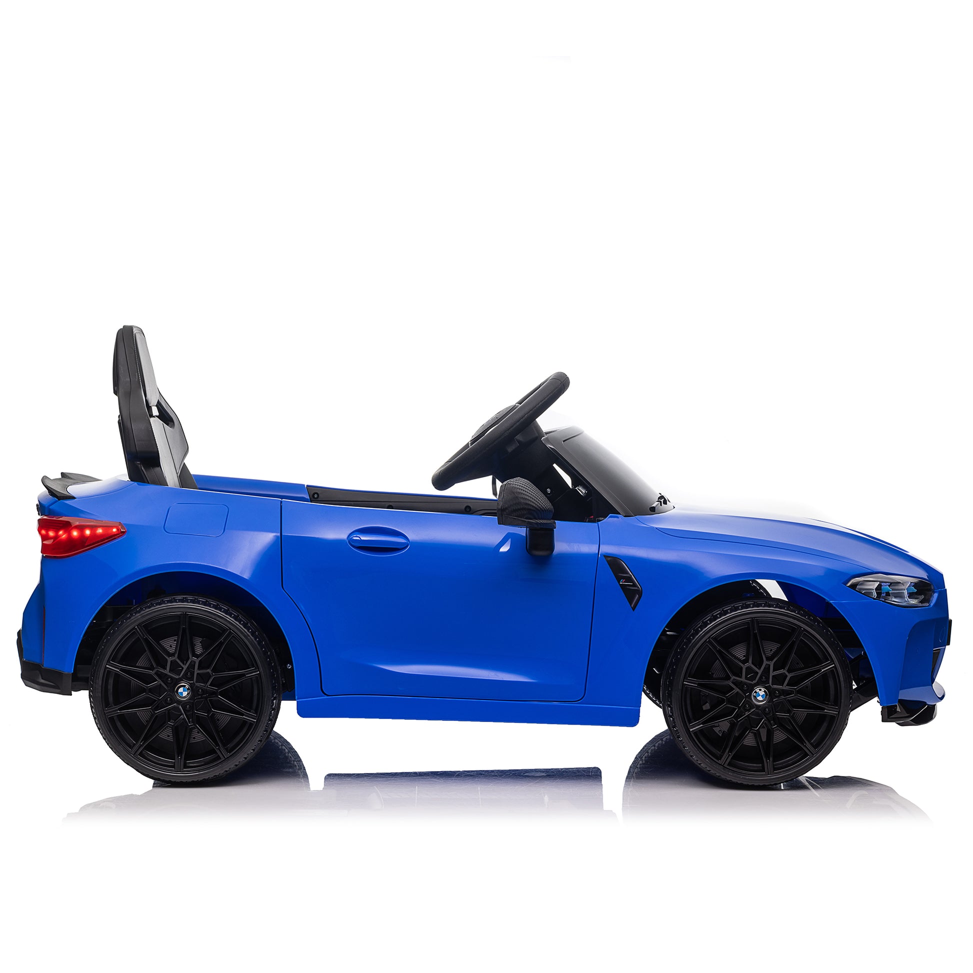 Bmw M4 12V Kids Ride On Toy Car 2.4G W Parents Remote Control,Three Speed Adjustable,Power Display, Usb,Mp3 ,Bluetooth,Led Light,Story,A Handle With Wheels And A Pull, Easy To Carry Blue Polyethylene