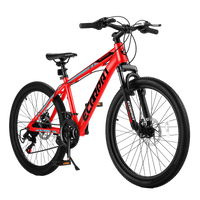 A24299 24 Inch Mountain Bike Bicycle For Adults Aluminium Frame Bike Shimano 21 Speed With Disc Brake Cycling Red Without Anti Slip Garden & Outdoor American Design Multifunctional Aluminium