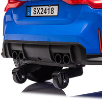 Bmw M4 12V Kids Ride On Toy Car 2.4G W Parents Remote Control,Three Speed Adjustable,Power Display, Usb,Mp3 ,Bluetooth,Led Light,Story,A Handle With Wheels And A Pull, Easy To Carry Blue Polyethylene