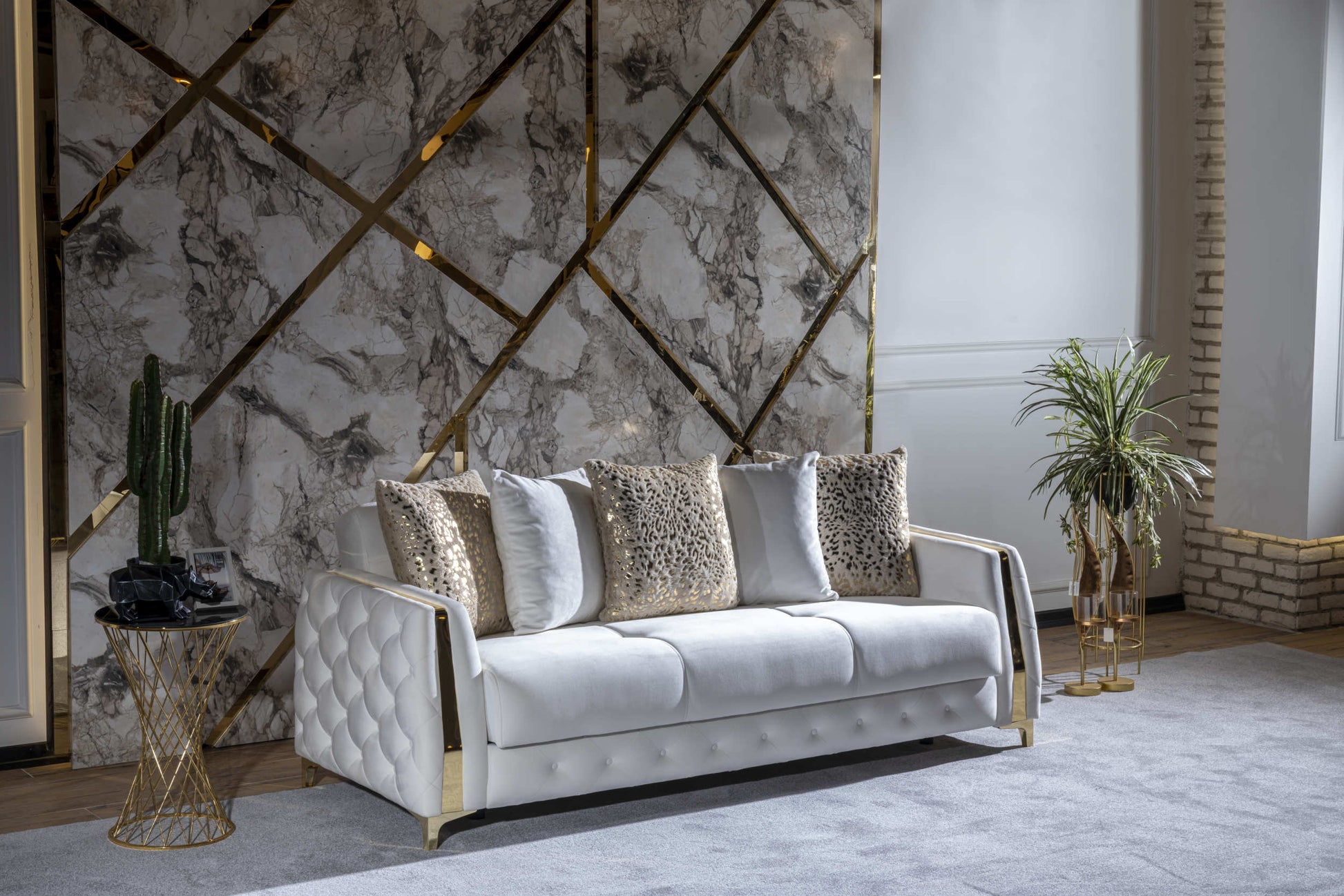 Lust Modern Style Sofa In Off White Off White Wood Primary Living Space Modern Upholstered Wood