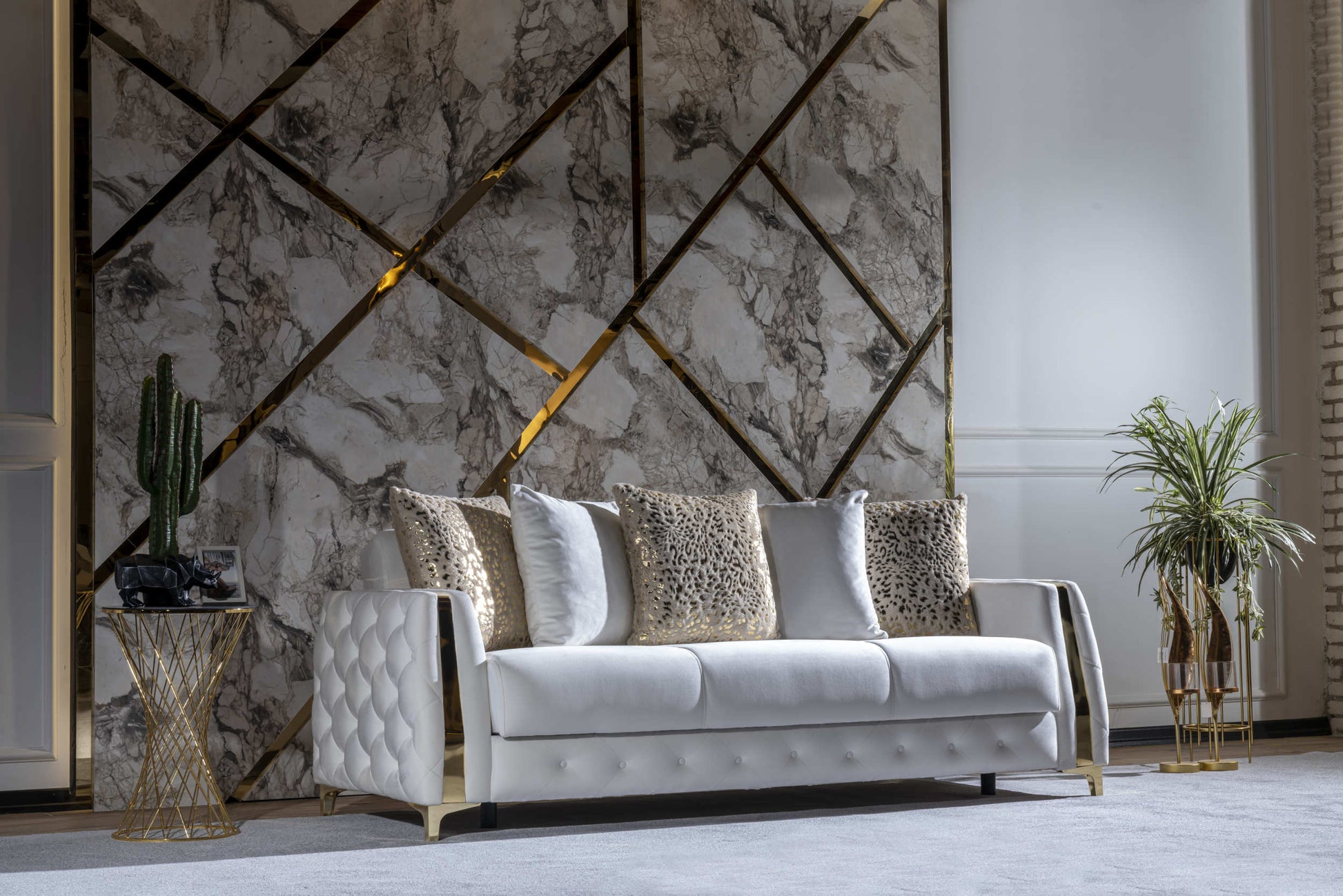 Lust Modern Style Sofa In Off White Off White Wood Primary Living Space Modern Upholstered Wood
