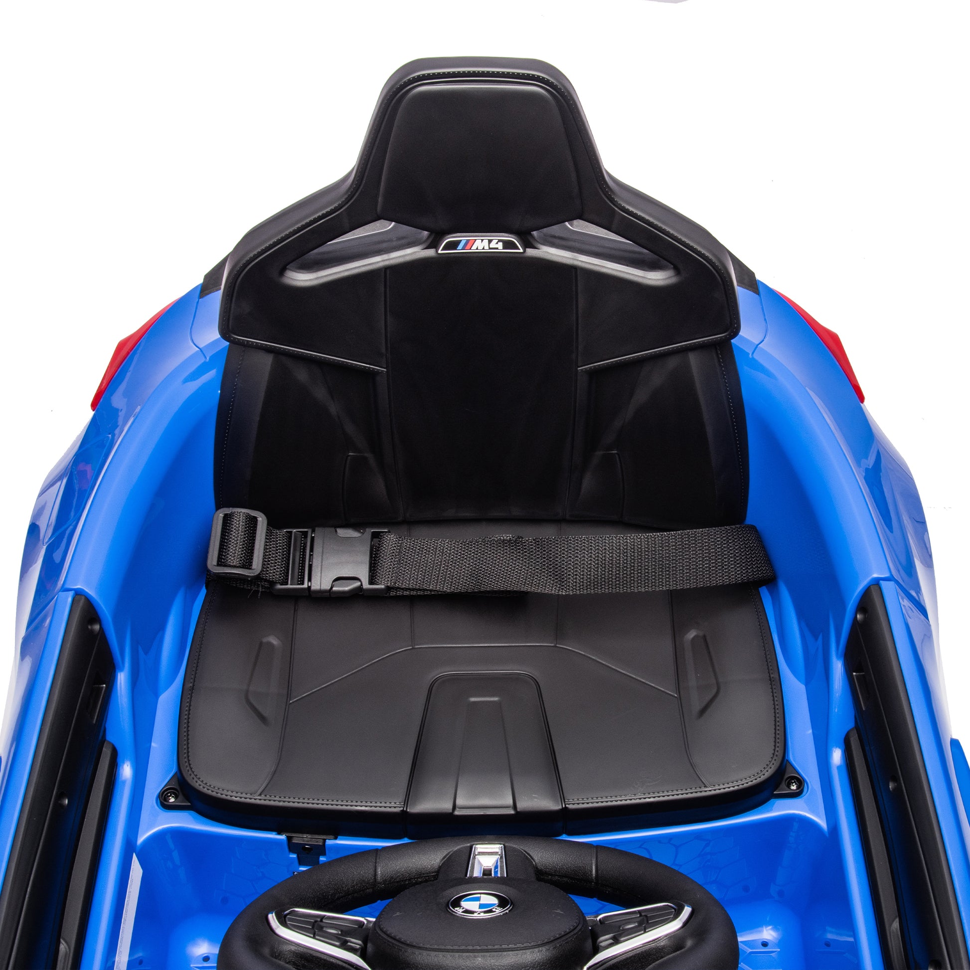 Bmw M4 12V Kids Ride On Toy Car 2.4G W Parents Remote Control,Three Speed Adjustable,Power Display, Usb,Mp3 ,Bluetooth,Led Light,Story,A Handle With Wheels And A Pull, Easy To Carry Blue Polyethylene