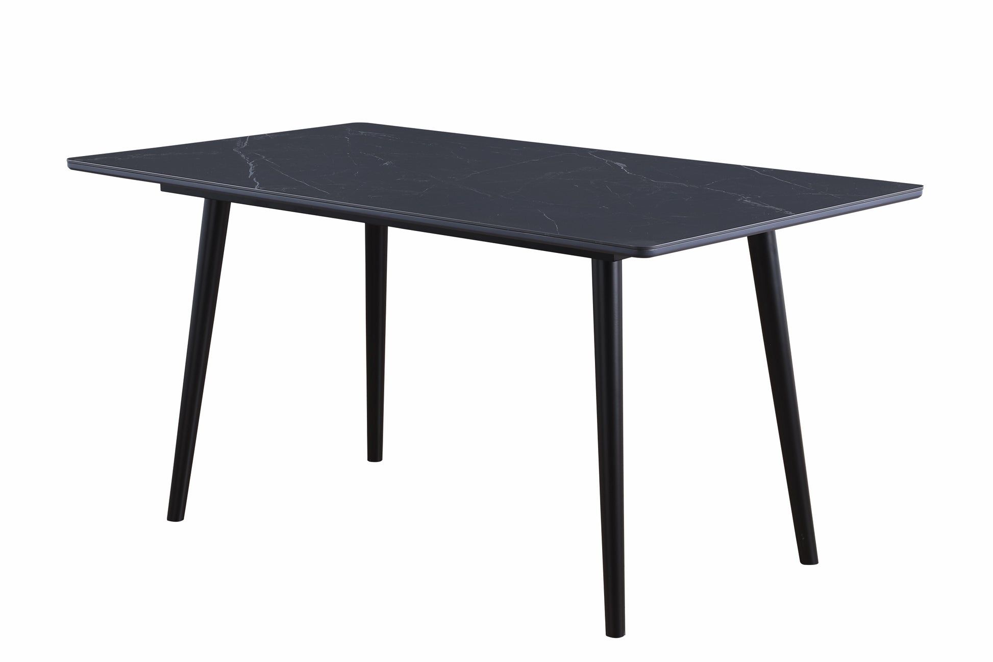 Modern Contemporary 5Pc Dining Set Black Sintered Stone Table And Blue Chairs Fabric Upholstered Stylish Furniture Black Blue Seats 4 Dining Room 60 Inches Contemporary,Modern,Ultra Modern Rectangular Dining Table With Chair Sintered Stone