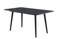 Modern Contemporary 5Pc Dining Set Black Sintered Stone Table And Blue Chairs Fabric Upholstered Stylish Furniture Black Blue Seats 4 Dining Room 60 Inches Contemporary,Modern,Ultra Modern Rectangular Dining Table With Chair Sintered Stone