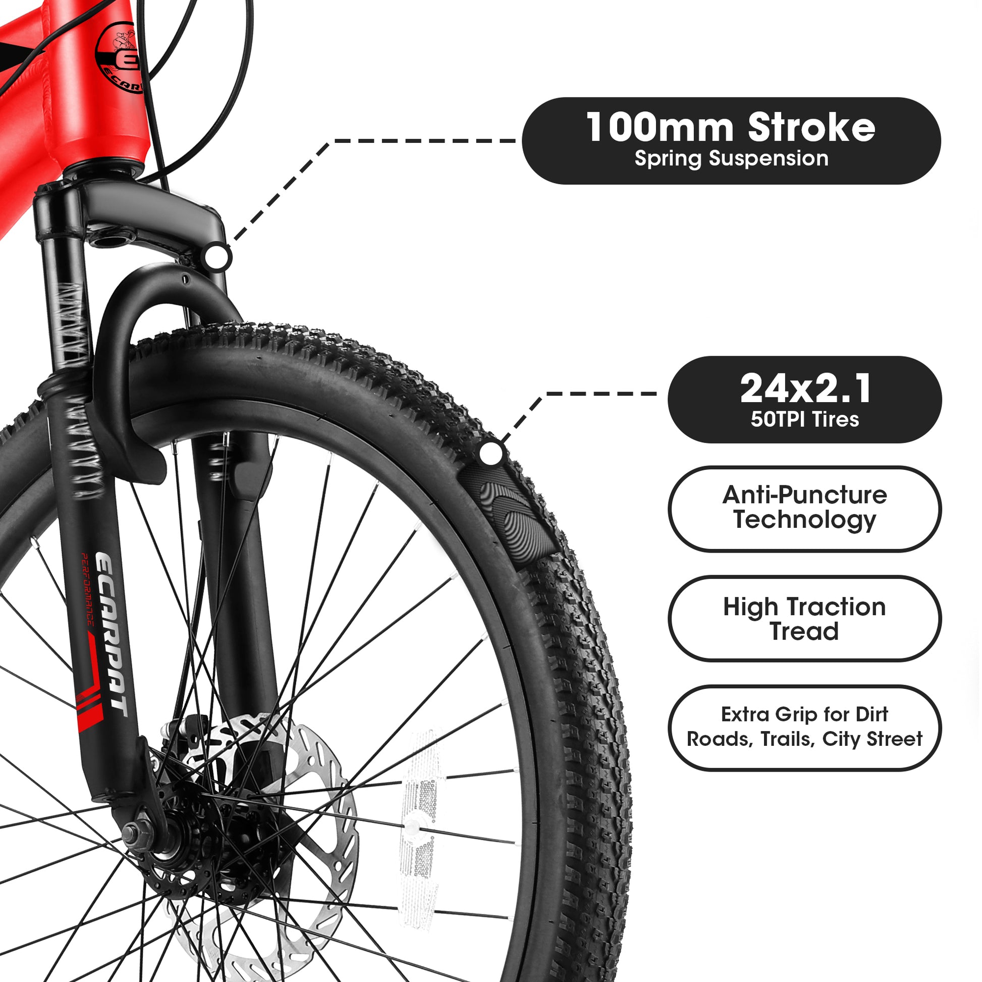 A24299 24 Inch Mountain Bike Bicycle For Adults Aluminium Frame Bike Shimano 21 Speed With Disc Brake Cycling Red Without Anti Slip Garden & Outdoor American Design Multifunctional Aluminium