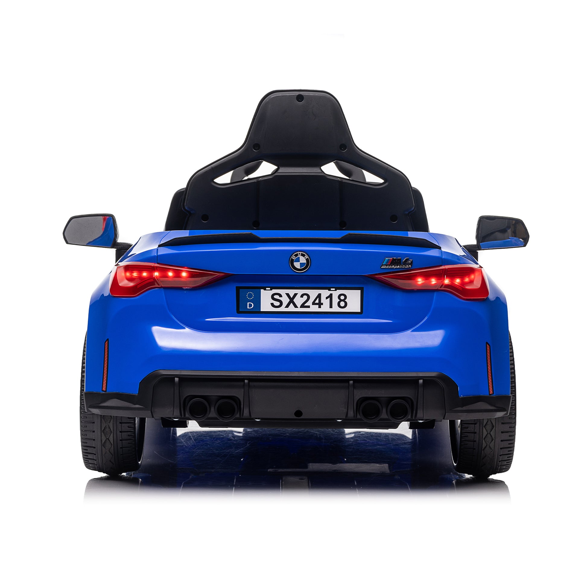 Bmw M4 12V Kids Ride On Toy Car 2.4G W Parents Remote Control,Three Speed Adjustable,Power Display, Usb,Mp3 ,Bluetooth,Led Light,Story,A Handle With Wheels And A Pull, Easy To Carry Blue Polyethylene