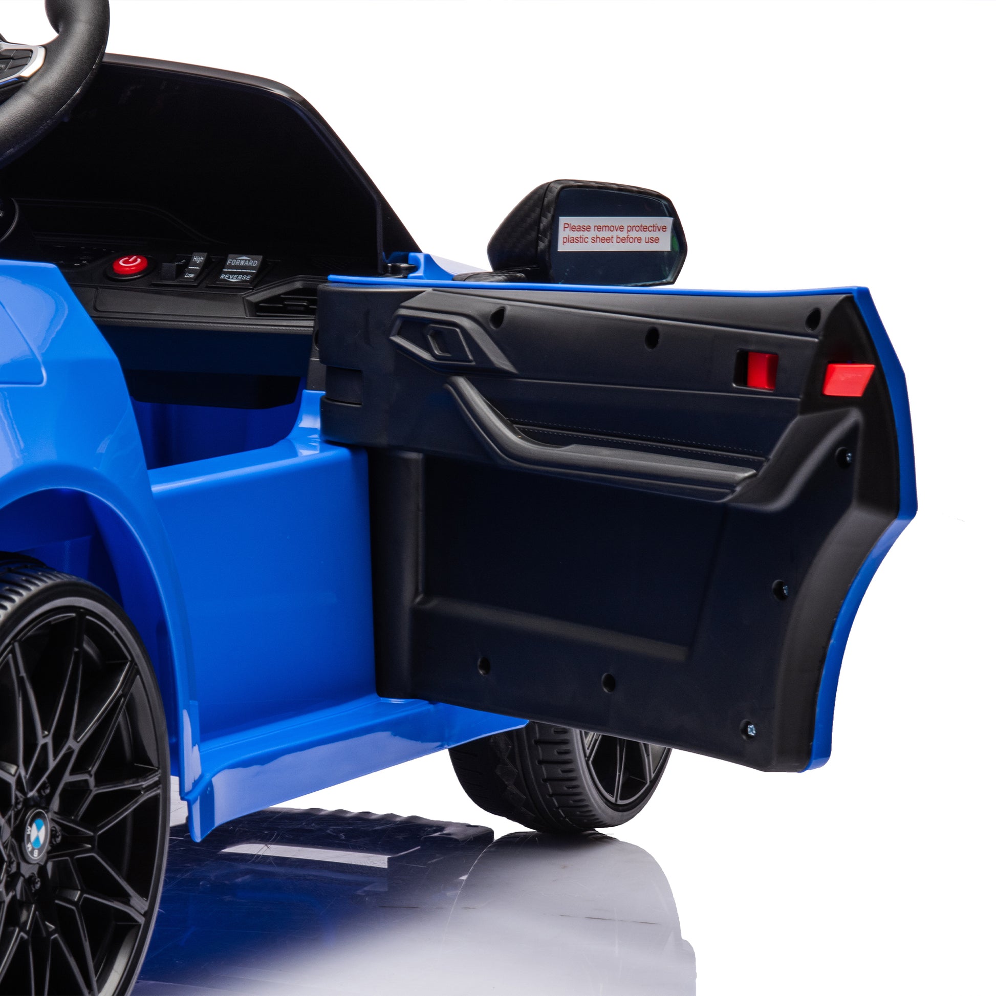 Bmw M4 12V Kids Ride On Toy Car 2.4G W Parents Remote Control,Three Speed Adjustable,Power Display, Usb,Mp3 ,Bluetooth,Led Light,Story,A Handle With Wheels And A Pull, Easy To Carry Blue Polyethylene