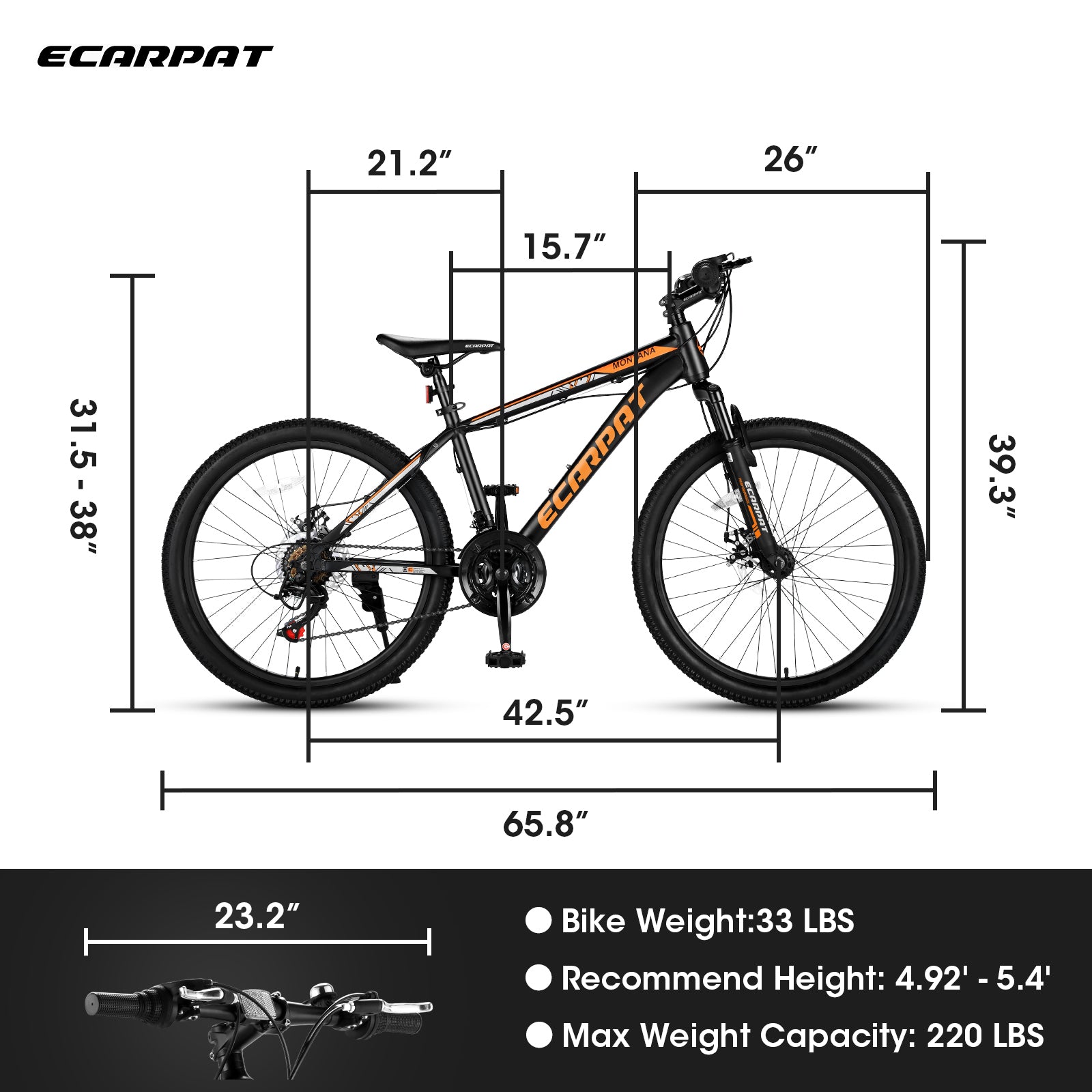 A24299 24 Inch Mountain Bike Bicycle For Adults Aluminium Frame Bike Shimano 21 Speed With Disc Brake Cycling Black Without Anti Slip Garden & Outdoor American Design Multifunctional Aluminium