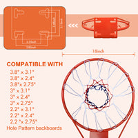 Basketball Rim Replacement 18" Steel Rim With Net, Easy To Install And Reliable Quality Red Iron