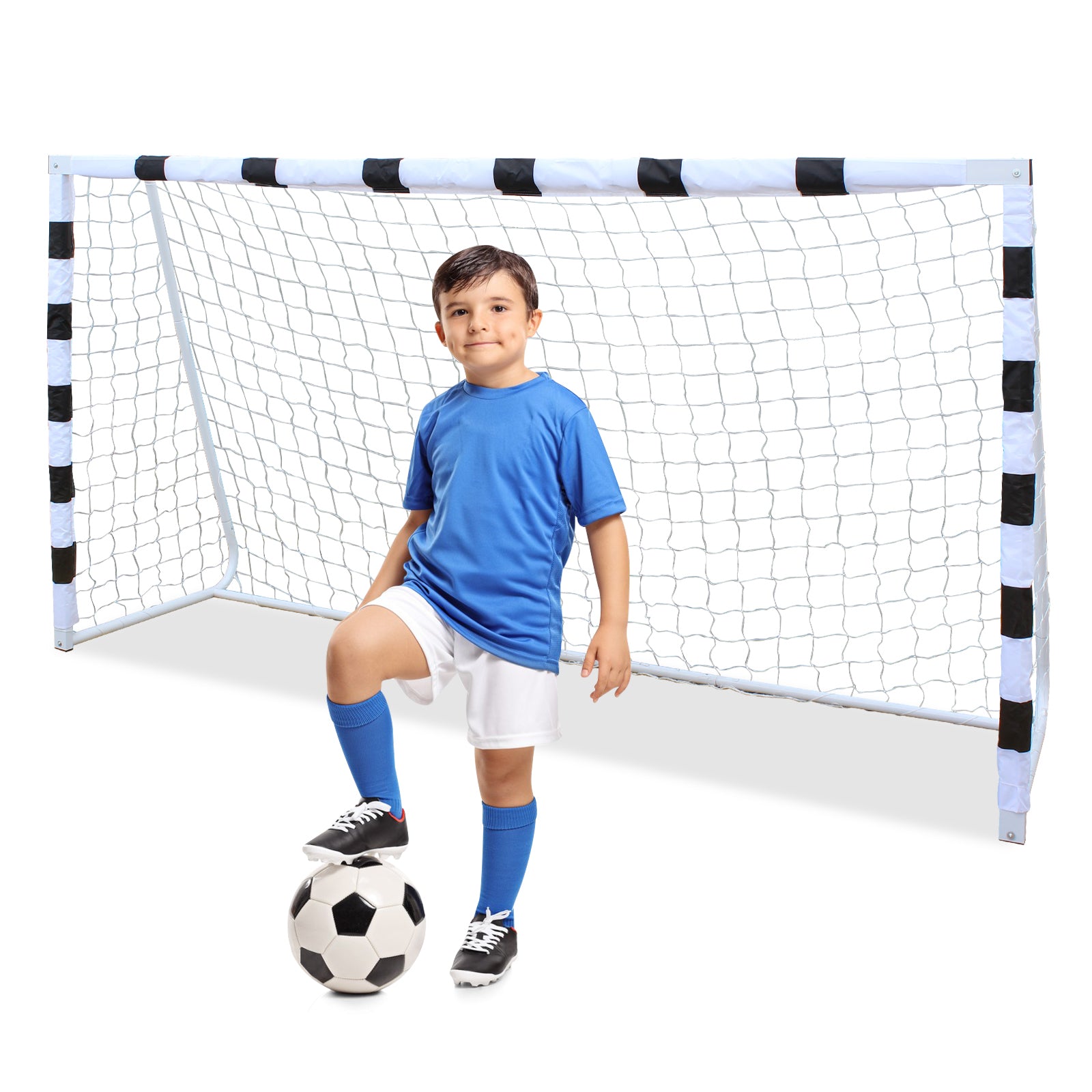 Portable Soccer Door Frame 5.2Ft High, Soccer Door, Courtyard Park For Youth Soccer Matches Black White Iron