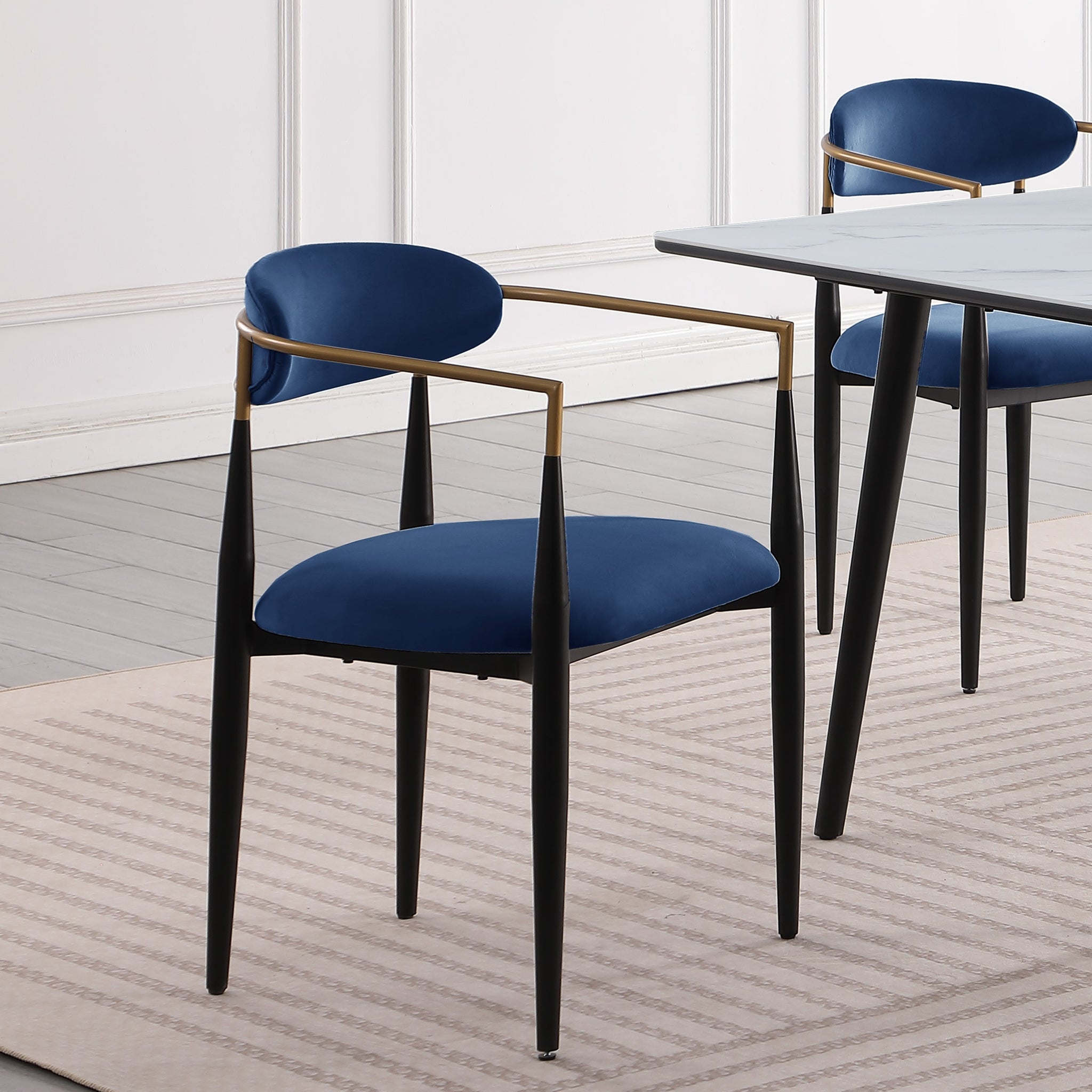 Modern Contemporary 2Pcs Side Chairs Blue Fabric Upholstered Ultra Stylish Chairs Set Blue Dining Room Contemporary,Modern,Ultra Modern Fabric