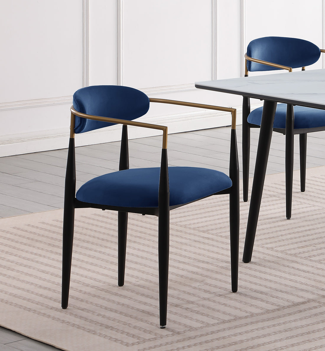 Modern Contemporary 2Pcs Side Chairs Blue Fabric Upholstered Ultra Stylish Chairs Set Blue Dining Room Contemporary,Modern,Ultra Modern Fabric