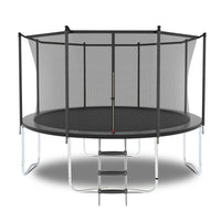 12Ft Trampoline With Safety Enclosure Net, Outdoor Trampoline With Heavy Duty Jumping Mat And Spring Cover Padding For Kids And Adults Gray Garden & Outdoor Iron