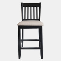 Casual Seating Black Finish Chairs Set Of 2 Rubberwood Transitional Slatted Back Design Dining Room Furniture Counter Chairs Solid White Dining Room Rubberwood Slat Back Engineered Wood Black White Painted Foam Dry Clean Rectangular