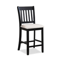 Casual Seating Black Finish Chairs Set Of 2 Rubberwood Transitional Slatted Back Design Dining Room Furniture Counter Chairs Solid White Dining Room Rubberwood Slat Back Engineered Wood Black White Painted Foam Dry Clean Rectangular