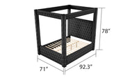 Monica Luxurious Four Poster Queen 5 Pc Bedroom Set Made With Wood In Black Box Spring Not Required Queen Black Wood 5 Piece Set Bedroom Modern Upholstered Velvet Tufted Wood