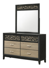 Selena Modern & Contemporary King 5Pc Bedroom Set Made With Wood In Black And Natural Box Spring Not Required King Black Natural Wood 5 Piece Set Bedroom Bed Included,Chest Included,Dresser Included,Mirror Included,Nightstand Included Contemporary,Modern
