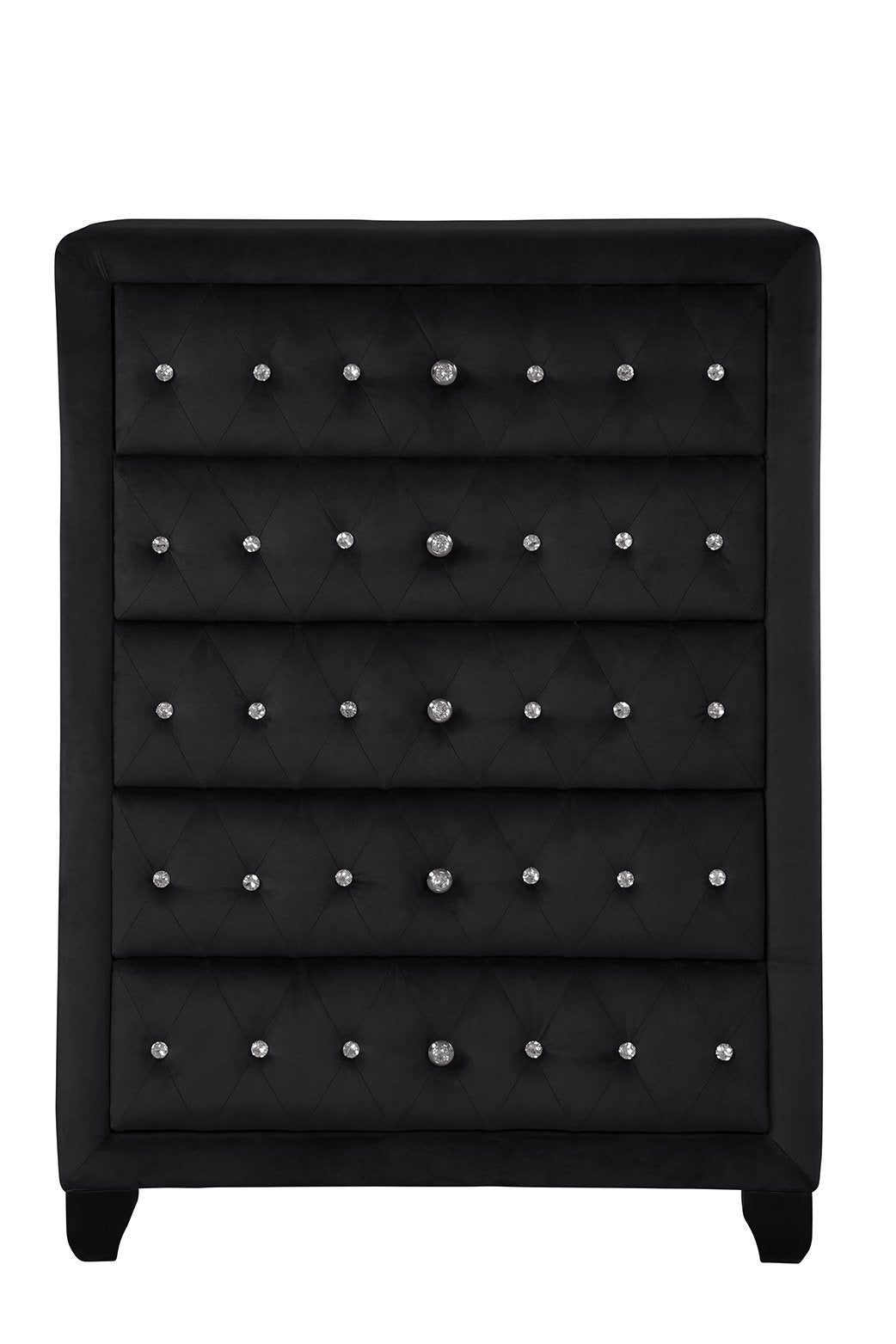 Monica Luxurious Four Poster Queen 5 Pc Bedroom Set Made With Wood In Black Box Spring Not Required Queen Black Wood 5 Piece Set Bedroom Modern Upholstered Velvet Tufted Wood