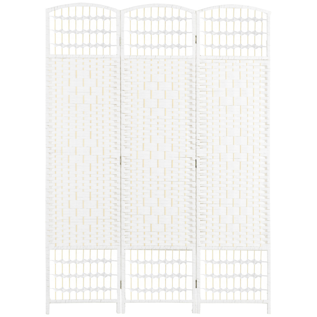 3 Panel Room Divider, Folding Privacy Screen, 5.6' Room Separator, Wave Fiber Freestanding Partition Wall Divider For Rooms, Home, Office, White White Paper