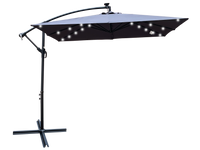 Square 2.5X2.5M Outdoor Patio Umbrella Solar Powered Led Lighted Sun Shade Market Waterproof 8 Ribs Umbrella With Crank And Cross Base For Garden Deck Backyard Pool Shade Outside Deck Swimming Pool