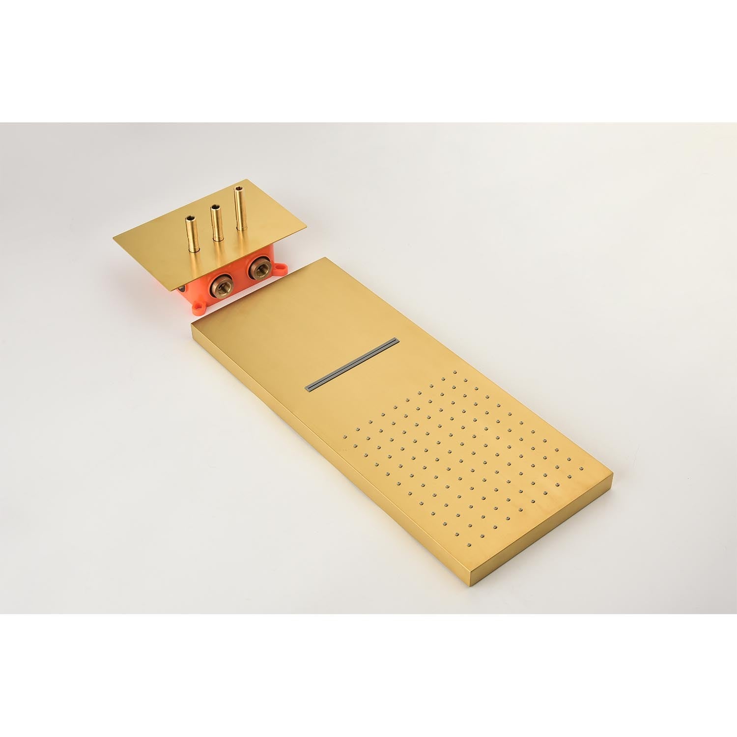 Wall Mounted Waterfall Rain Shower System Brushed Gold Wall Mounted Bathroom Brass