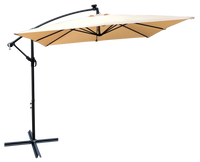 Square 2.5X2.5M Outdoor Patio Umbrella Solar Powered Led Lighted Sun Shade Market Waterproof 8 Ribs Umbrella With Crank And Cross Base For Garden Deck Backyard Pool Shade Outside Deck Swimming Pool
