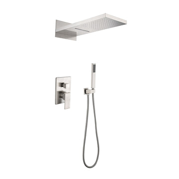 Wall Mounted Waterfall Rain Shower System Brushed Nickel Wall Mounted Bathroom Brass