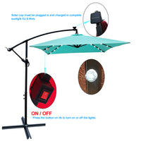 Rectangle 2X3M Outdoor Patio Umbrella Solar Powered Led Lighted Sun Shade Market Waterproof 6 Ribs Umbrella With Crank And Cross Base For Garden Deck Backyard Pool Shade Outside Deck Swimming Pool