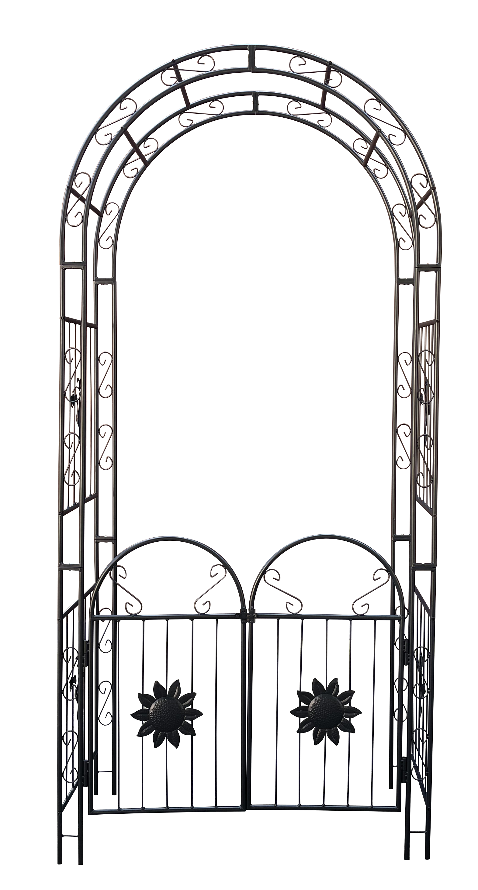 Metal Garden Arch With Doors Garden Arbor Trellis Climbing Plants Support Arch Outdoor Arch Wedding Arch Party Events Archway Black Black Iron