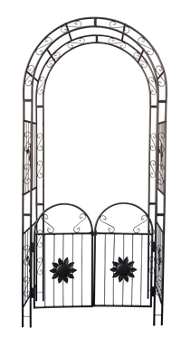 Metal Garden Arch With Doors Garden Arbor Trellis Climbing Plants Support Arch Outdoor Arch Wedding Arch Party Events Archway Black Black Iron