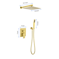 10" Rain Shower Head Systems Wall Mounted Shower One Brushed Gold Wall Mounted Bathroom Brass