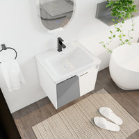 24 Inch Wall Mounted Bathroom Vanity With Sink, For Small Bathroom Kd Packing White 2 Bathroom Wall Mounted Modern Plywood