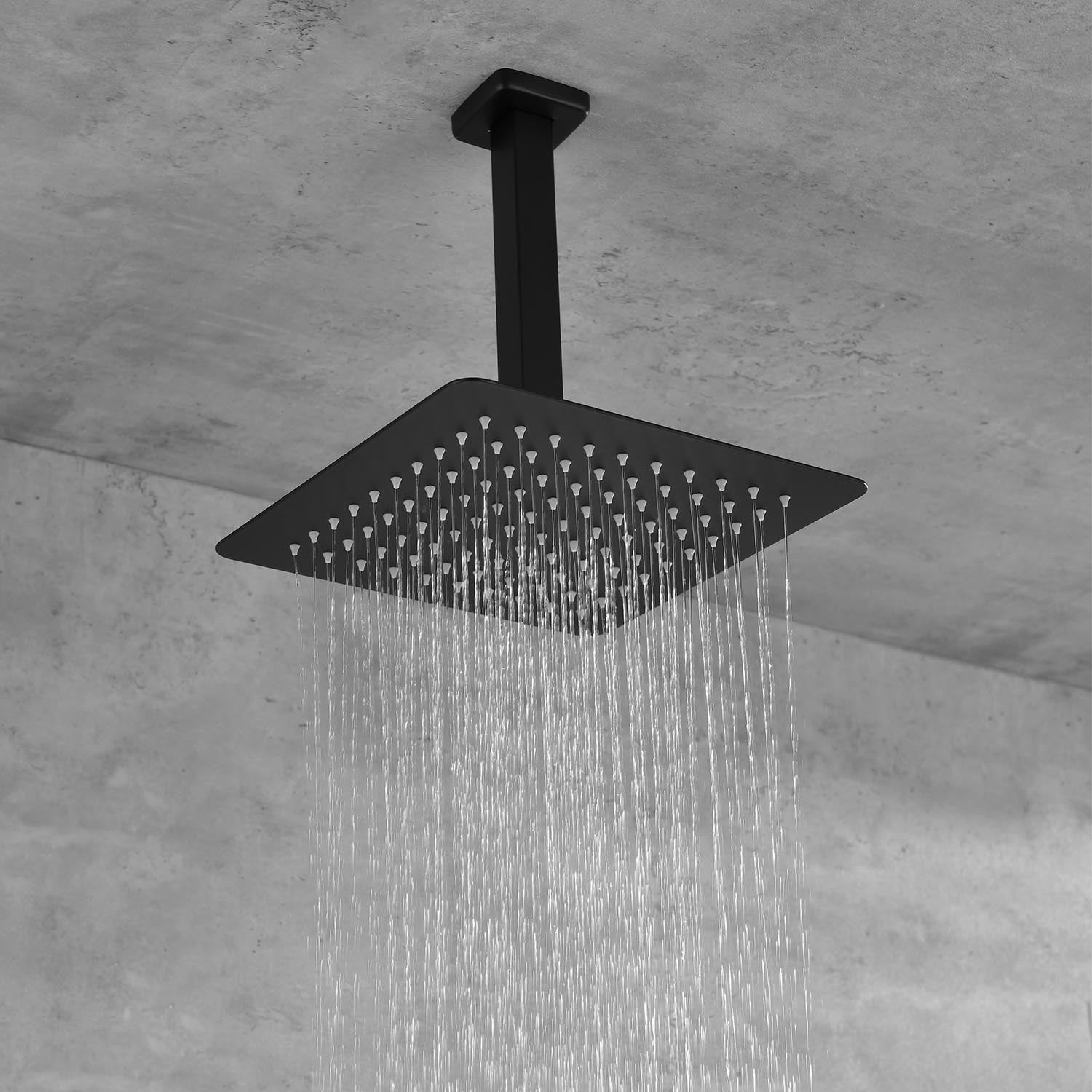 12" Shower Head System Ceiling Mounted Shower One Matte Black Wall Mounted Bathroom Brass