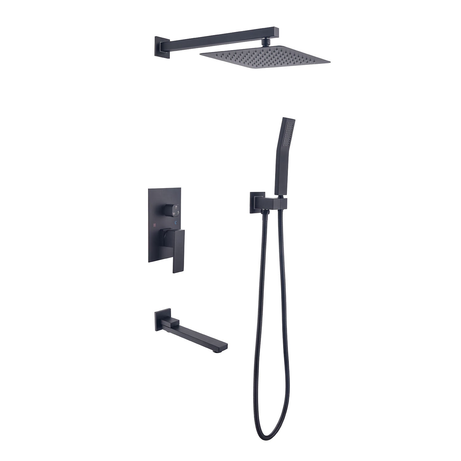 10" Rain Shower Head Systems Wall Mounted Shower One Matte Black Wall Mounted Bathroom Brass