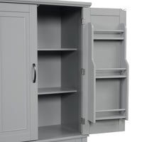 Bathroom Storage Cabinet With Doors And Drawer, Multiple Storage Space, Adjustable Shelf, Grey Grey Mdf