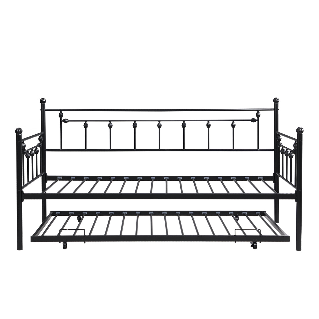 Daybed With Trundle Black Black Metal