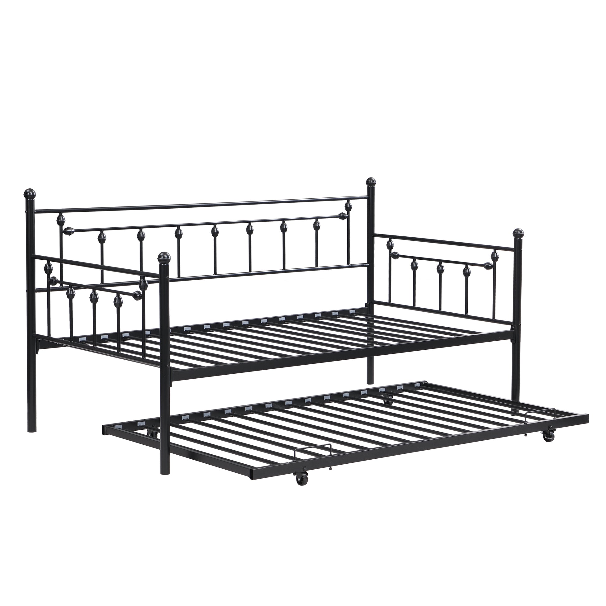 Daybed With Trundle Black Black Metal